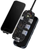 Baseus AcmeJoy Serisi 5 in 1 Çevirici Dönüştürücü HUB Type-C to 2xUSB 3.0 + USB 2.0 + USB-C PD + RJ45